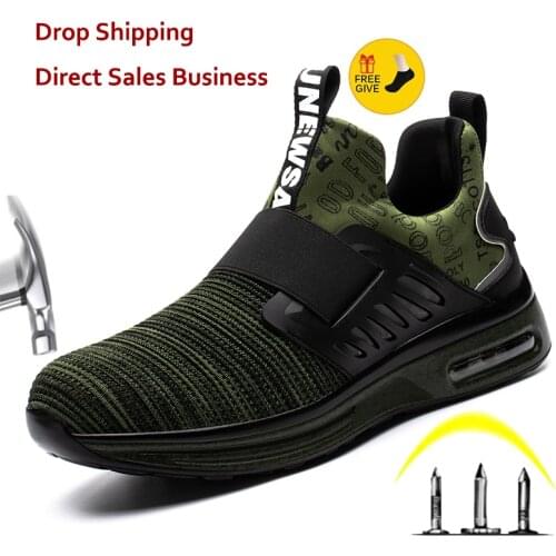 Work Safety Shoes Men Boots Sneakers Breathable Anti-Smashing Lightweight Work Boots Indestructible Sneakers With Steel Toe Cap