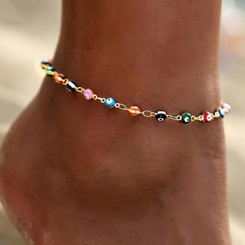 Colorful Turkish Eyes Ankle Bracelet Vintage Bohemian Anklets For Women Tobilleras Pulsera Para Tobillo Boho Jewelry 2020