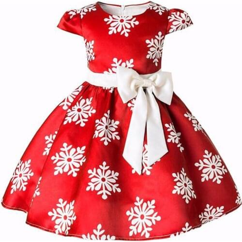 Girls Christmas Snow Princess Dresses Baby Girl Big Bow Birthday Party Princess Costume Children Dress Kids Clothing 2-10 Years