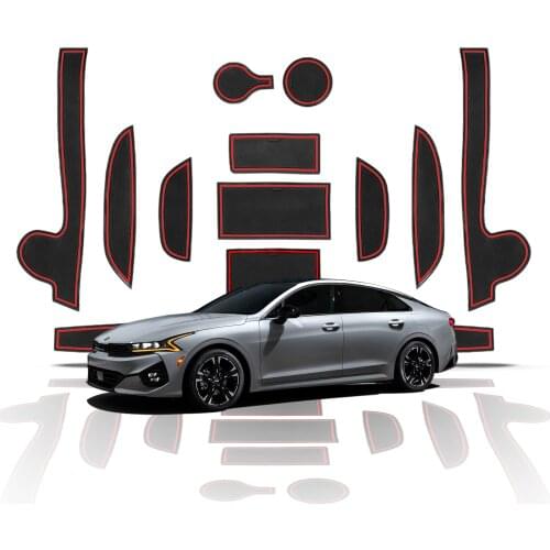 RUIYA For K5 DL3 2020 Car Door Groove Mat Anti-slip Slot Pad Auto Interior Organizer Accessories White/Red 13 Pcs