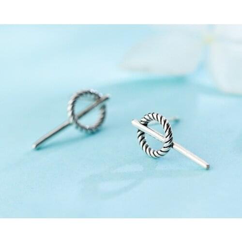 MloveAcc Real 100% 925 Sterling Silver Twist Round Earrings Trend Geometry Simple Earrings for Women