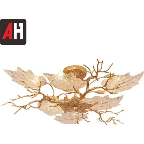 Modern indoor art deco dendritic handwork copper ceiling lamp