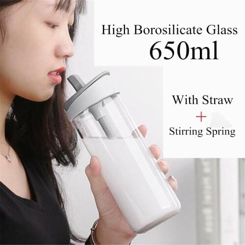 650ML Glass Water Bottle Leakproof Drinkware Tea Infusers Clear Travel Mugs Sport Water Bottles Vacuum Tea Bottle Glass Cups