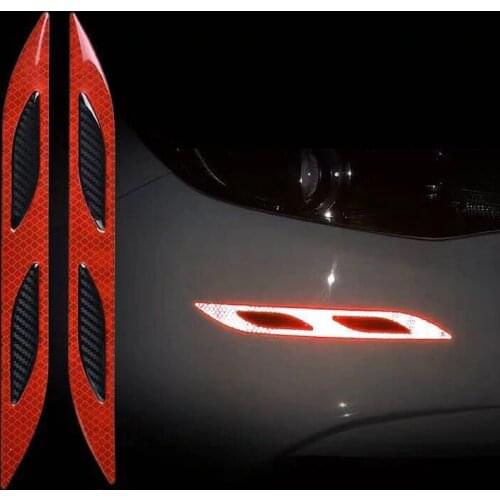 YCCPAUTO 2Pcs Car Bumper Protector Trim Strips Carbon Fiber Reflective Sticker Auto Motorcycle Warning Tape Anti-scratch Bar