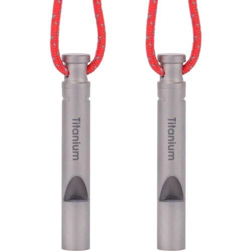 2PCS Titanium Loud Whistle Emergency Whistle with Cord EDC Multi Tool Outdoor Survival Whistle Camping Hiking Accessories