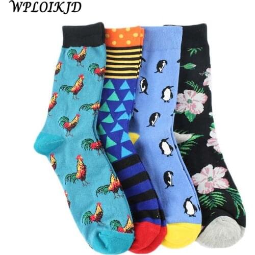 [WPLOIKJD]Flamingos Cactus Crew Happy Socks Men Food Animal Antiskid Funny Socks Compression Hip Hop Skateboard Homme Divertidos