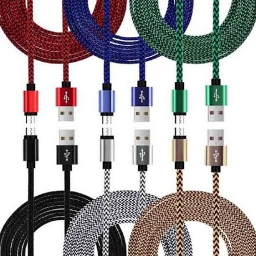 1m 3FT Micro V8 Fast charger Aluminium Alloy fabric braided nylon usb data cable charger for samsung s3 s4 s6 s7