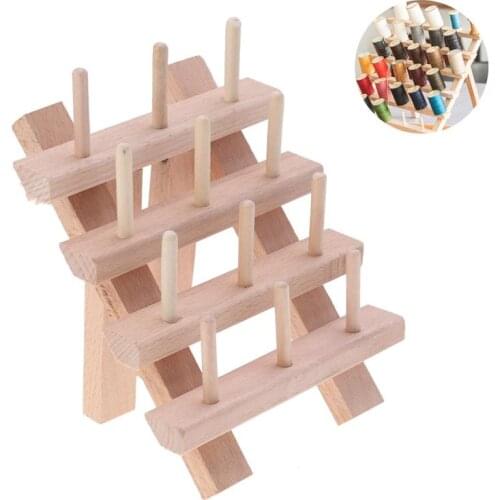 12 Spool Wooden Folding Beech Reel Rack Bobbin Thread Rack For Sewing Quilting Embroidery Craft Stand Rack Organizer