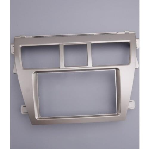 2 Din Car Stereo Fascia Frame Radio Panel Frame Dashboard Trim Kit Moulding Silver ABS Fit For Toyota Vios Belta Yaris Sedan