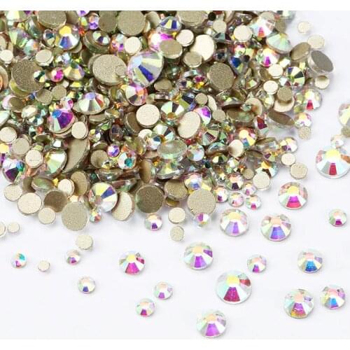 3D Nail Rhinestones Gold Back Shiny Crystals Strass Non Hot Fix Rhinestones Nail Decorations Glue on Rhinestones For nails