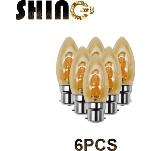 6pcs/Lot Filament Bulb C35 4W Retro Edison Bulb B22 Bombillas 220V-240V Vintage Lamp 2700K Home Decoration