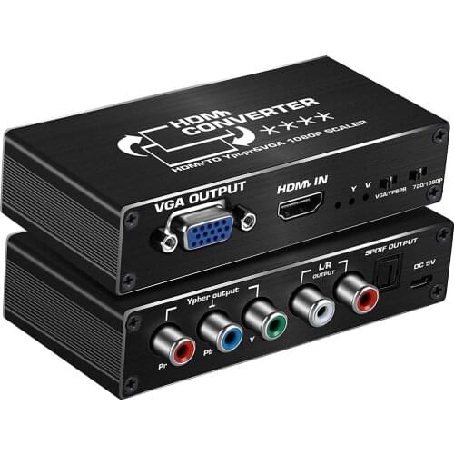 HDMI-compatible to YPbPr Scaler Component RGB/5RCA or VGA Scaler Converter with Toslink SPDIF Audio Output for PC PS4