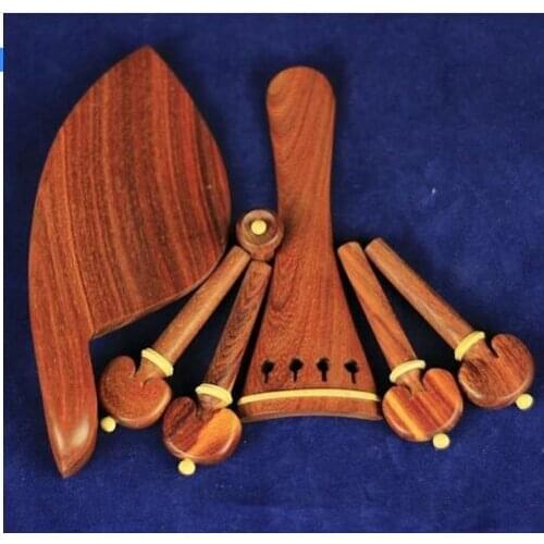 1sets new natural rosewood 4/4 violin accessories peg tailpiece chinrest endpin