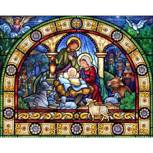 JMINE Div 5D Glass Christian baby jesus Full Diamond Painting cross stitch kits art Religious 3D paint by diamonds