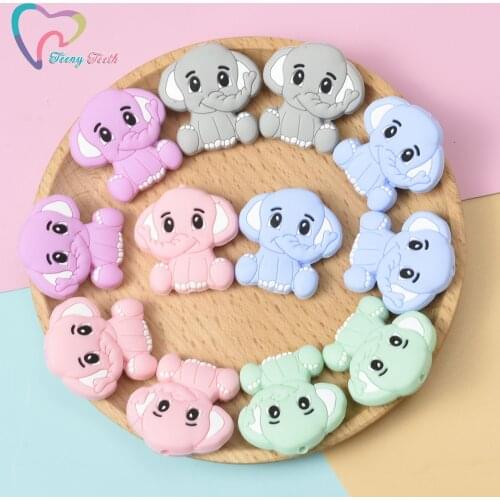 5/10 PCS Silicone Teethers Mini Elephant Beads DIY Baby Teething Pacifier Chain Toy Cartoon Animal Jewelry Beads BPA Free