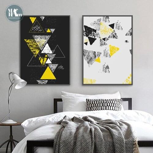 Black yellow Geometry Canvas Art Posters and Prints Abstract Painting Nordic Wall Pictures for Living Room Modern Home Decor