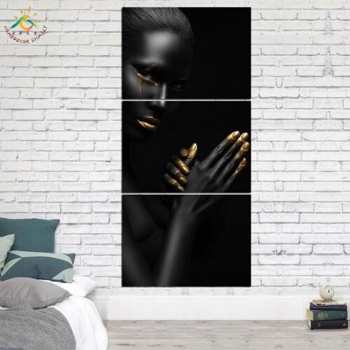 Black Gold Model Modern Canvas Art Prints Poster Wall Painting Home Decoration Artwork Wall Art Pictures for Bedroom 3 PIECES