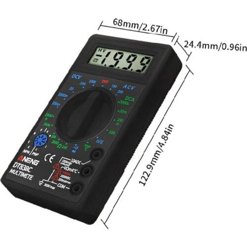 DT838 Digital Multimeter Tester AC/DC Voltage Voltmeter Current Resistance Temperature Measuring Meter Ammeter Test with Lead Pr