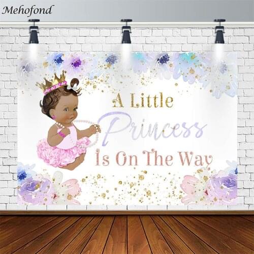 Baby Shower Backdrop Little Princess Girl Flowers Gold Dots Photography Background Photo Studio Photophone Photozone Decor Props