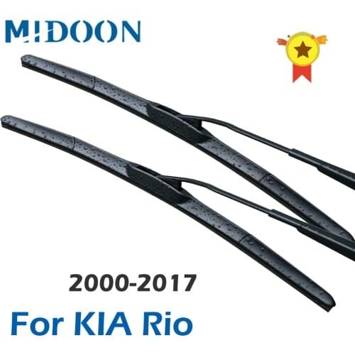 MIDOON Hybrid Wiper Blades for KIA Rio DC / JB / UB Fit Hook Arms From 2000 to 2017