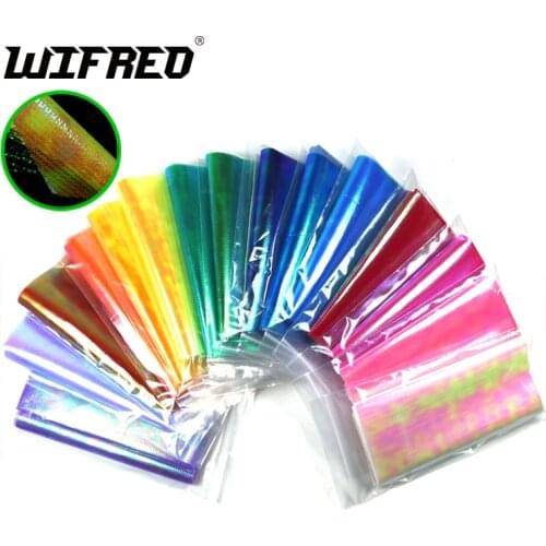 Wifreo 5bags X 15cmX110cm Holographic Flash Film Durable Sabiki Fish Skin Film Assit Hook Wing Shrimp Fly Tying Material