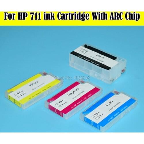 HOT Selling!! 4 Color/Set HP711 Refill Ink Cartridge With ARC Chip For HP Designjet T120 T520 For hp 711