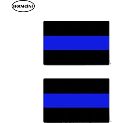 HotMeiNi 6cm x 4cm Car Styling 2x REFLECTIVE THIN BLUE LINE Stickers License Plate Tag Decals Truck Waterproof Car Sticker