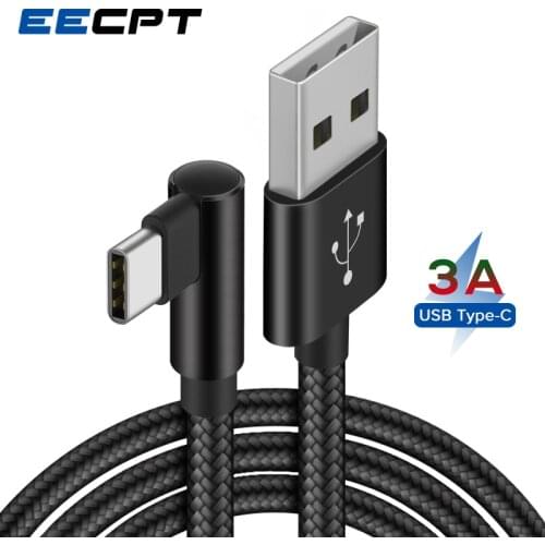 EECPT 3A USB Type C Charger Cable 90 Degree Charging Data Wire Type-C Cable for Samsung S10 Xiaomi Mi 9 Redmi Note 7 USB-C Cord