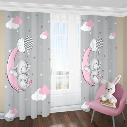 Bebişim Carpet Bebişim Cute Elephant Bİ141 Children 'S Room Backdrop Curtain
