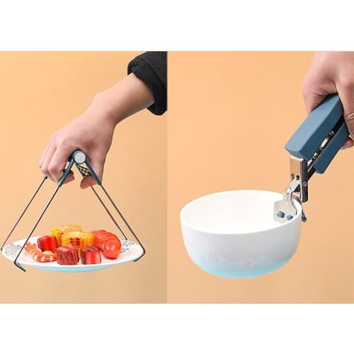 Stainless Steel Bracket for Kitchen Anti-scalding Clip Silicone Bracket High Temperature Resistant Non-slip Dish Clip