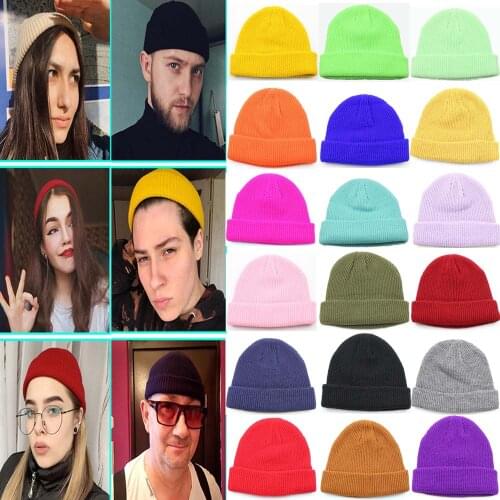 Cool Men Women Knitted Hat Beanie Skullcap Sailor Cap Cuff Brimless Retro Short Unisex HipHop Elastic Warm Winter Ski Beanie Hat