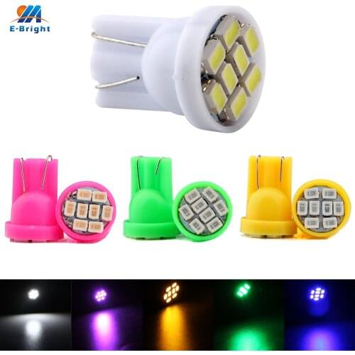 100PCS T10 w5w Interior Bulbs 194 168 Reading Instrument Lamps 1206 8 SMD 12V DC White Pink For Cars LED License Plate Lights