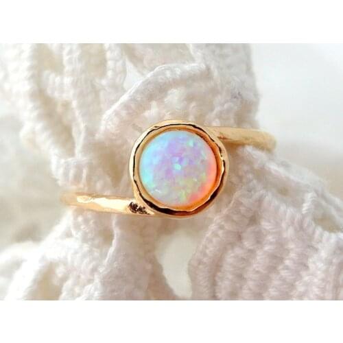 Milangirl Simple White Opal Inlaid Interlaced Ring, Popular Exquisite Jewelry wedding