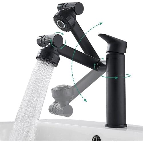 Multifunction Basin Faucet Bathroom Sink Deck Mounted Universal Taps Single Hole 360 Degree Rotatable Hot Cold Water Mixer Crane