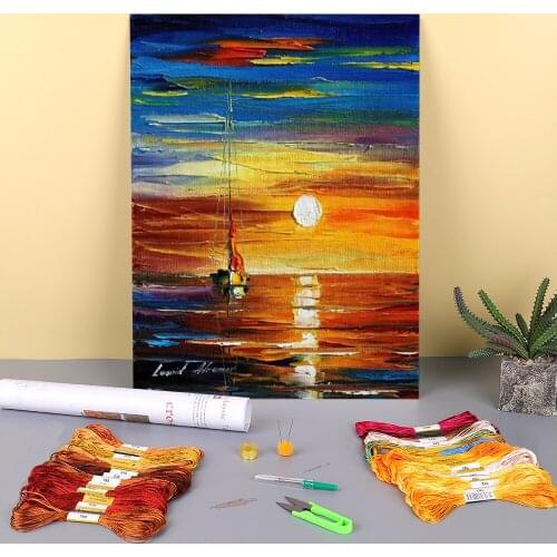 Relaxation Printed 11CT Cross-Stitch DIY Embroidery Set DMC Threads Needlework Handmade Knitting Handiwork Needle Design Decor
