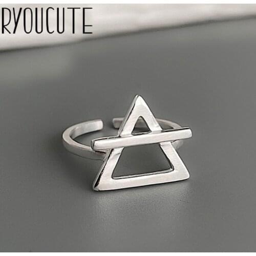 New Gothic Men Open Adjustable Size Triangle Rings for Women Wedding Ring Jewelry Valentines Day GIFT 2021