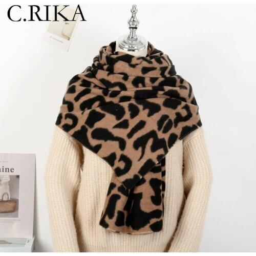 Autumn Winter Faux Cashmere Leopard Long Shawl Scarf Women Fashion England Wrap Lady Girls Outdoor Soft Thick Warm Ski Scarves