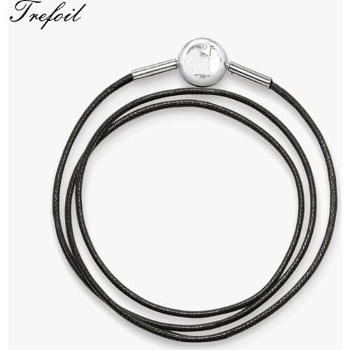 Waxed Cotton Chain Karma Necklace,925 Sterling Silver Jewelry European Trendy Gift For Men Boy Women Girls Collana Donna