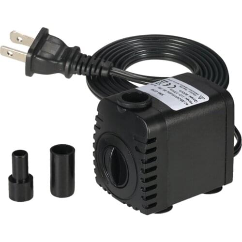 600L/H 8W Submersible Water Pump for Aquarium Tabletop Fountains Pond Water Gardens and Hydroponic Systems with 2 Nozzles