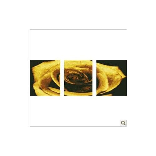 Embroidery Package Free Shipping Cross Stitch Kits Triple Golden Rose Flower Petal 00096