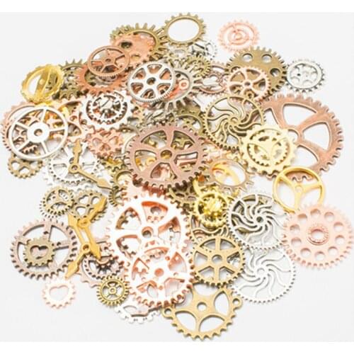 8colors Mixed Steampunk Punk Style Zinc Alloy Gears Charm pendant fit for Bracelets Necklace Accessories DIY Jewelry Making
