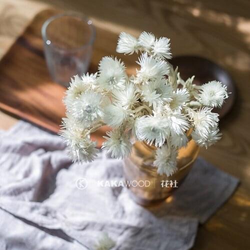 Nordic Ornament Imported Dry Bouquet Dried Flower Natural Plant White Vase with Flower Material Soft Rock Flower