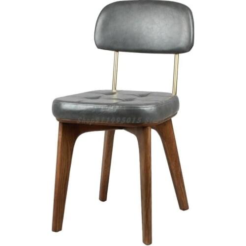 Solid Wood Backrest Chair Bar Restaurant Stool Nordic Style American Country Cafe Distressed Retro Wrought Iron Dining Chair