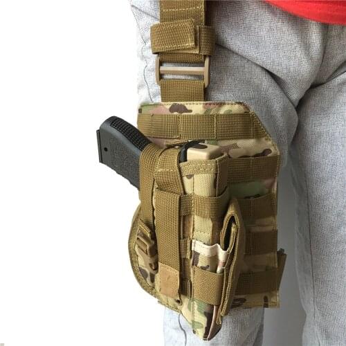 Tactical Thigh Leg Gun Holster with Magazine Pouch Fit Right Hand Airsoft Pistol Holster MOLLE Platform for Glock