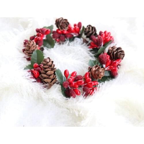 Red Pomegranate Garland Creative Artificial Berry Branch Flowers Christmas Decoration Wreath Wax DIY Wedding Table Decoration