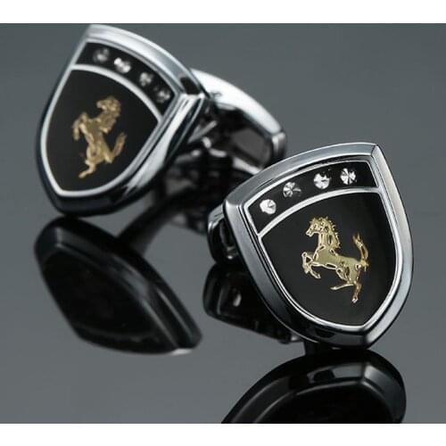 High quality horse Cufflinks new fashion jewelry car horse Cufflinks mens business shirt suit badge pin gift