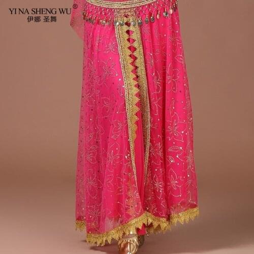 Belly Dance Costume Skirt Bollywood Indian Dance Sari Bellydance Skirt Women Chiffon Belly Dancing Accessories Skirt For Women