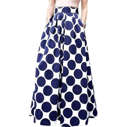Boho Style Women Long Skirts Dot Print High Waist Harajuku Skirt Faldas Mujer Moda 2018 Women Skirt for Summer Plus Size
