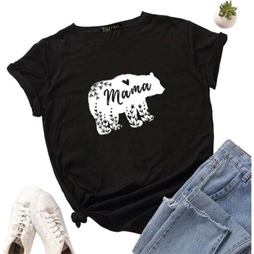 Gothic kpop plus size tops blusas Womens Mama Bear T-Shirts Fun Graphic Summer Tee Cute Printed aesthetic oversized t shirt