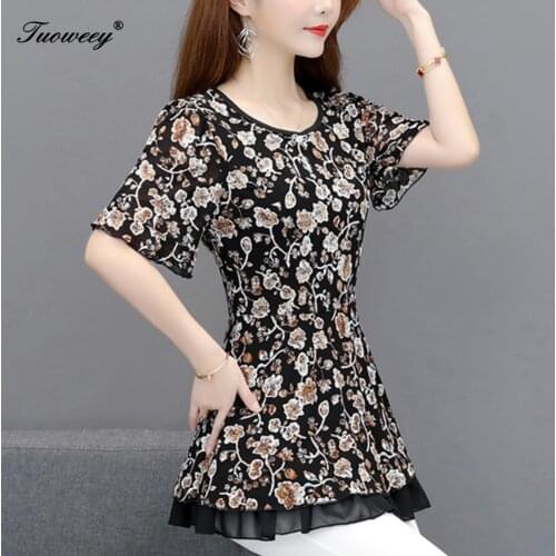 Fashion Spring Summer style Slim Floral Long Shirt Female Casual Slim Color floral Plus Size 5XL Elegant Printed Blouse